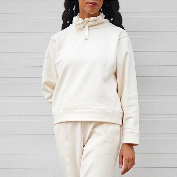 Madewell MWL Ribbed Funnelneck Sweatshirt in Cream - Picture 2 of 7